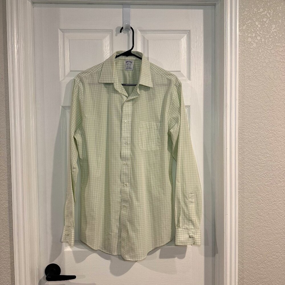 Light Green Check Button Down by Brooks Brothers